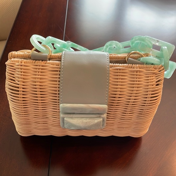 This season straw purse light blue - Picture 1 of 2
